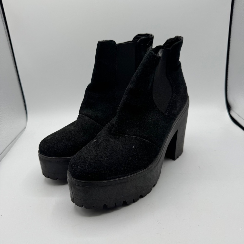 Steve Madden JADA Womens Black Suede Leather Platform Chelsea Boots Italy